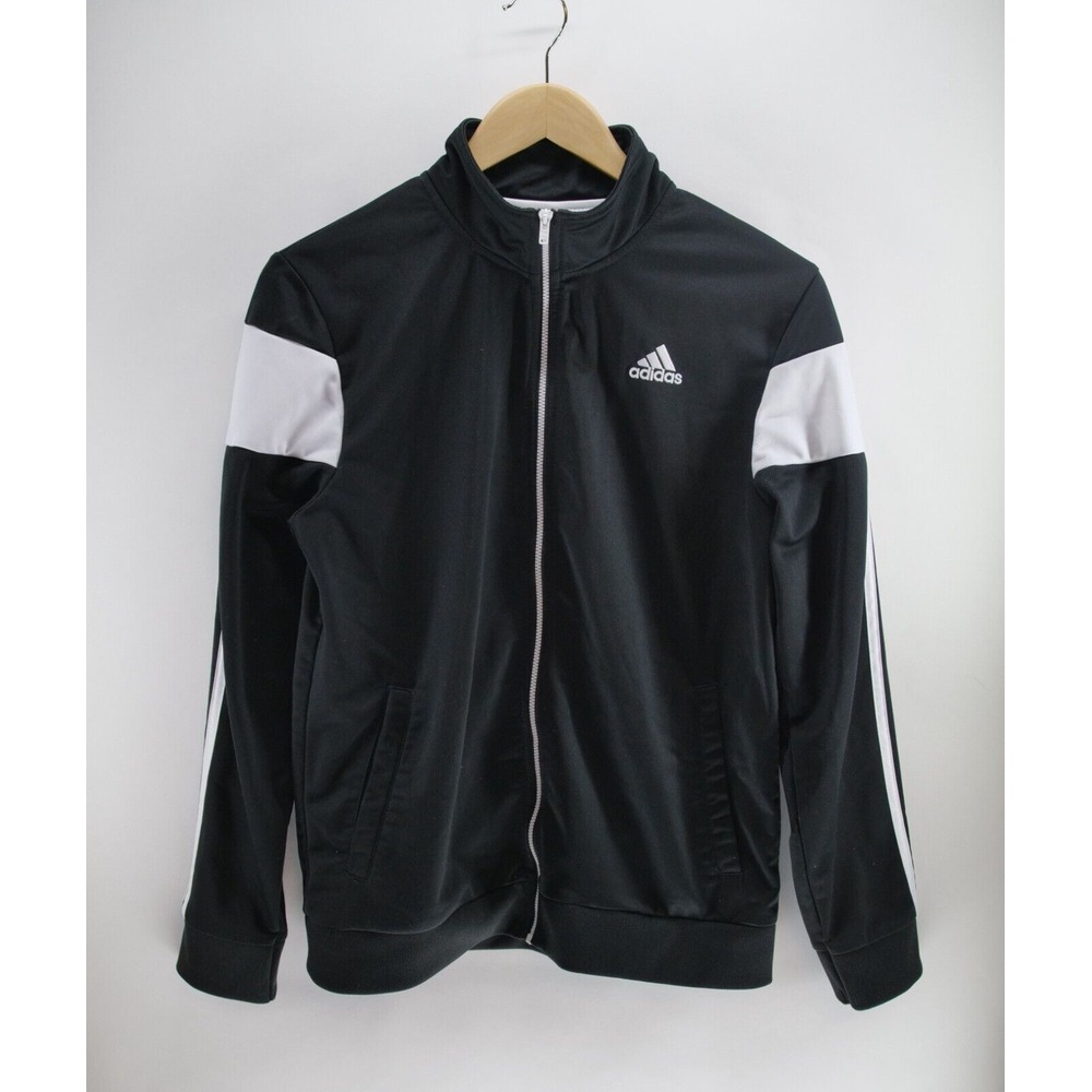 Jacket Adidas‎ Black White Zip Front Youth Boys Size XL (18/20)